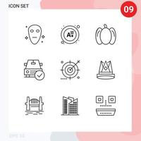 9 Thematic Vector Outlines and Editable Symbols of optimization engine vegetables audience done Editable Vector Design Elements