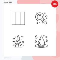 Set of 4 Modern UI Icons Symbols Signs for grid measure school architect drop Editable Vector Design Elements