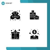 Group of Modern Solid Glyphs Set for costume present luggage hotel idea Editable Vector Design Elements