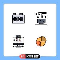 4 Creative Icons Modern Signs and Symbols of camera development photography food and restaurant mobile Editable Vector Design Elements