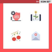 4 Flat Icon concept for Websites Mobile and Apps gdpr smartphone secure economy cherry Editable Vector Design Elements