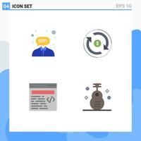 4 Thematic Vector Flat Icons and Editable Symbols of consultant web support flow text Editable Vector Design Elements