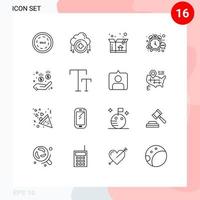 Modern Set of 16 Outlines and symbols such as safe watch box time money Editable Vector Design Elements