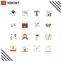 16 Thematic Vector Flat Colors and Editable Symbols of competers exchange creative board advertising Editable Pack of Creative Vector Design Elements