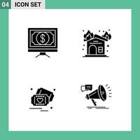 User Interface Pack of Basic Solid Glyphs of bank ticket money fireplace heart Editable Vector Design Elements