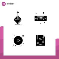 4 Universal Solid Glyphs Set for Web and Mobile Applications arcade arrows joystick input button Editable Vector Design Elements