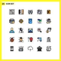 25 Universal Filled line Flat Colors Set for Web and Mobile Applications note plan ad design screen Editable Vector Design Elements