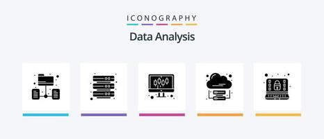 Data Analysis Glyph 5 Icon Pack Including internet. cloud internet. computer. data. analytics. Creative Icons Design vector