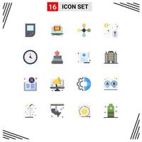 Universal Icon Symbols Group of 16 Modern Flat Colors of clock mouse central dollar sign click Editable Pack of Creative Vector Design Elements