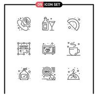 Stock Vector Icon Pack of 9 Line Signs and Symbols for oven electronics food design documents Editable Vector Design Elements