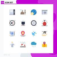 Modern Set of 16 Flat Colors Pictograph of software coding finance app worldwide Editable Pack of Creative Vector Design Elements