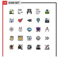 Universal Icon Symbols Group of 25 Modern Filled line Flat Colors of business right file indent interior Editable Vector Design Elements