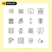 16 Universal Outlines Set for Web and Mobile Applications architecture money symbol case bag Editable Vector Design Elements