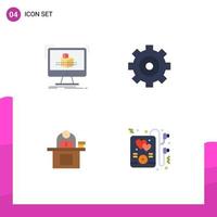 Modern Set of 4 Flat Icons and symbols such as cube computer sketch options person Editable Vector Design Elements