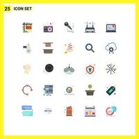 Flat Color Pack of 25 Universal Symbols of course wifi birthday technology internet Editable Vector Design Elements