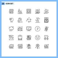 Group of 25 Lines Signs and Symbols for spring scientist document man scientist Editable Vector Design Elements