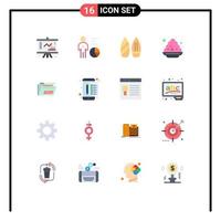 Pack of 16 creative Flat Colors of folder india person plate winter Editable Pack of Creative Vector Design Elements