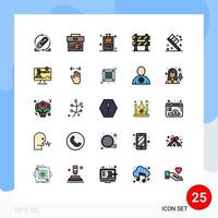 Concepto de color plano de 25 líneas rellenas para sitios web móviles y aplicaciones en construcción gráfico de barrera límite vacaciones elementos de diseño vectorial editables vector