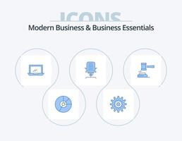 Modern Business And Business Essentials Blue Icon Pack 5 Icon Design. hardware. desktop. cog. computer. wheel vector