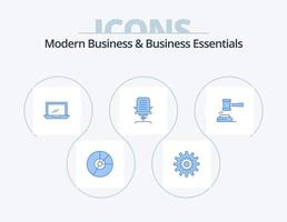 Modern Business And Business Essentials Blue Icon Pack 5 Icon Design. hardware. desktop. cog. computer. wheel vector