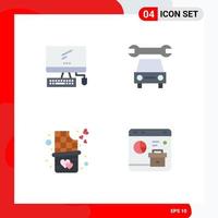 4 Flat Icon concept for Websites Mobile and Apps computer dessert imac repair browser Editable Vector Design Elements