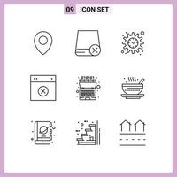 Universal Icon Symbols Group of 9 Modern Outlines of binary ui management remove design Editable Vector Design Elements