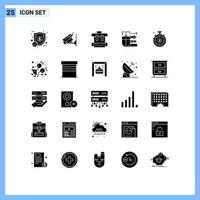 Pictogram Set of 25 Simple Solid Glyphs of investment time scale bag pencil drawing Editable Vector Design Elements