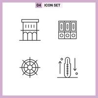 Mobile Interface Line Set of 4 Pictograms of architecture documents property archive boat Editable Vector Design Elements