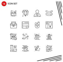 16 Outline concept for Websites Mobile and Apps toolkit construction body box kayak Editable Vector Design Elements