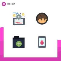 Group of 4 Modern Flat Icons Set for analytics mobile dessert add cell Editable Vector Design Elements