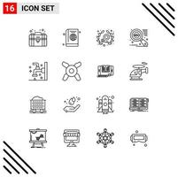 Set of 16 Vector Outlines on Grid for cleaning bath diary marketing search engine Editable Vector Design Elements