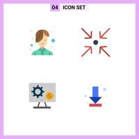 Set of 4 Commercial Flat Icons pack for beauty screen salon expand gear Editable Vector Design Elements