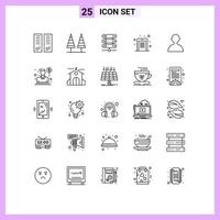 Pack of 25 Modern Lines Signs and Symbols for Web Print Media such as pin code park access network Editable Vector Design Elements