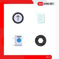 Set of 4 Commercial Flat Icons pack for upload cover check list notepad diary Editable Vector Design Elements