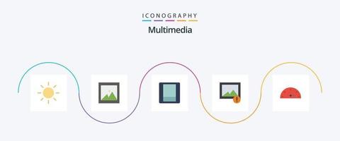 paquete de iconos de 5 planos multimedia que incluye . alerta. actuación vector