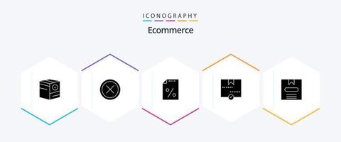 paquete de iconos de 25 glifos de comercio electrónico que incluye el paquete. entregado. salida. aprobar. pago vector