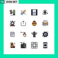 16 iconos creativos signos y símbolos modernos de investigación de alarma de película de reloj retro elementos de diseño de vectores creativos editables
