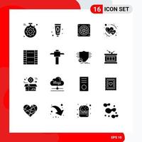 Pack of 16 creative Solid Glyphs of ui essential fan basic february Editable Vector Design Elements