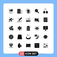 User Interface Pack of 25 Basic Solid Glyphs of cherry search price find public Editable Vector Design Elements