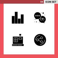 4 Creative Icons Modern Signs and Symbols of bar cashbox finance question e Editable Vector Design Elements