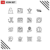 conjunto moderno de 16 contornos y símbolos como monedas dólar libro inversor carrera elementos de diseño vectorial editables vector