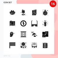 Solid Glyph Pack of 16 Universal Symbols of engineer construct earth day build onion Editable Vector Design Elements