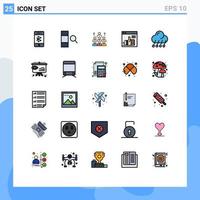 Universal Icon Symbols Group of 25 Modern Filled line Flat Colors of thumbs teamwork workforce resources management Editable Vector Design Elements