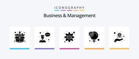 Business And Management Glyph 5 Icon Pack Including cash back. solution. business. seo solution. idea. Creative Icons Design vector