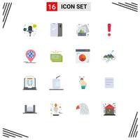 conjunto de 16 iconos de interfaz de usuario modernos signos de símbolos para alerta de advertencia de imagen de signo de foro paquete editable de elementos de diseño de vectores creativos