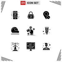 Universal Icon Symbols Group of 9 Modern Solid Glyphs of sport safety location motorcycle medical Editable Vector Design Elements