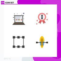 4 Thematic Vector Flat Icons and Editable Symbols of movement rectangle school quality summer Editable Vector Design Elements