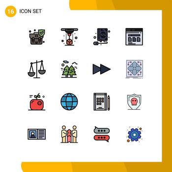 Flat Color Filled Line Pack of 16 Universal Symbols of balance website mouse web page Editable Creative Vector Design Elements