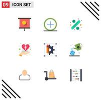 9 Flat Color concept for Websites Mobile and Apps cross celebration plus care heart tag Editable Vector Design Elements