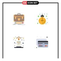 4 Universal Flat Icons Set for Web and Mobile Applications briefcase office management idea christmas Editable Vector Design Elements
